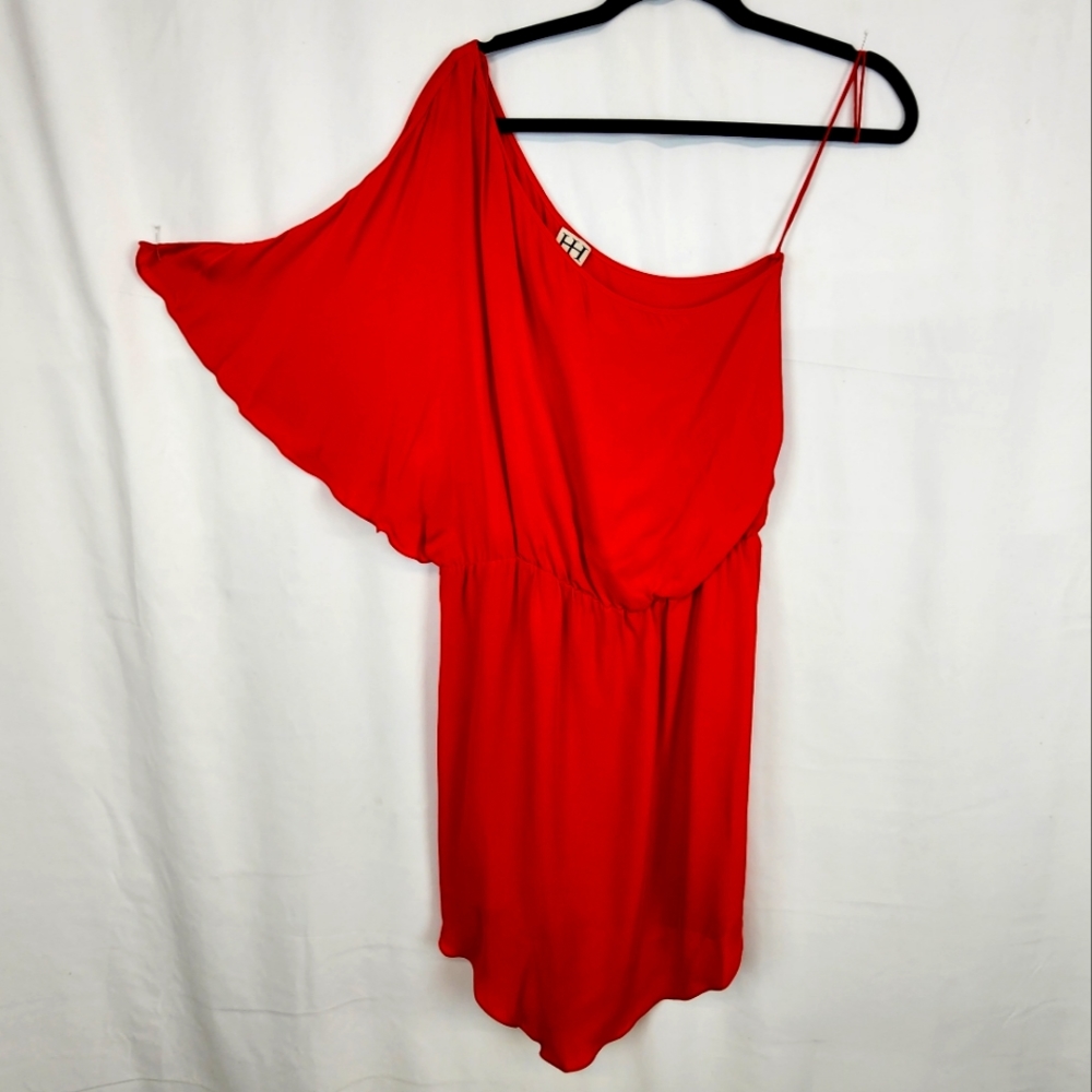 Red silk HH haute hippie large 1 flutter sleeve dress